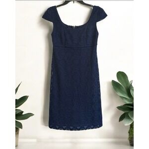 New Lilly Pulitzer Laurent True Navy Zanzibar Lace A Line Shift Dress Size 0 NWT